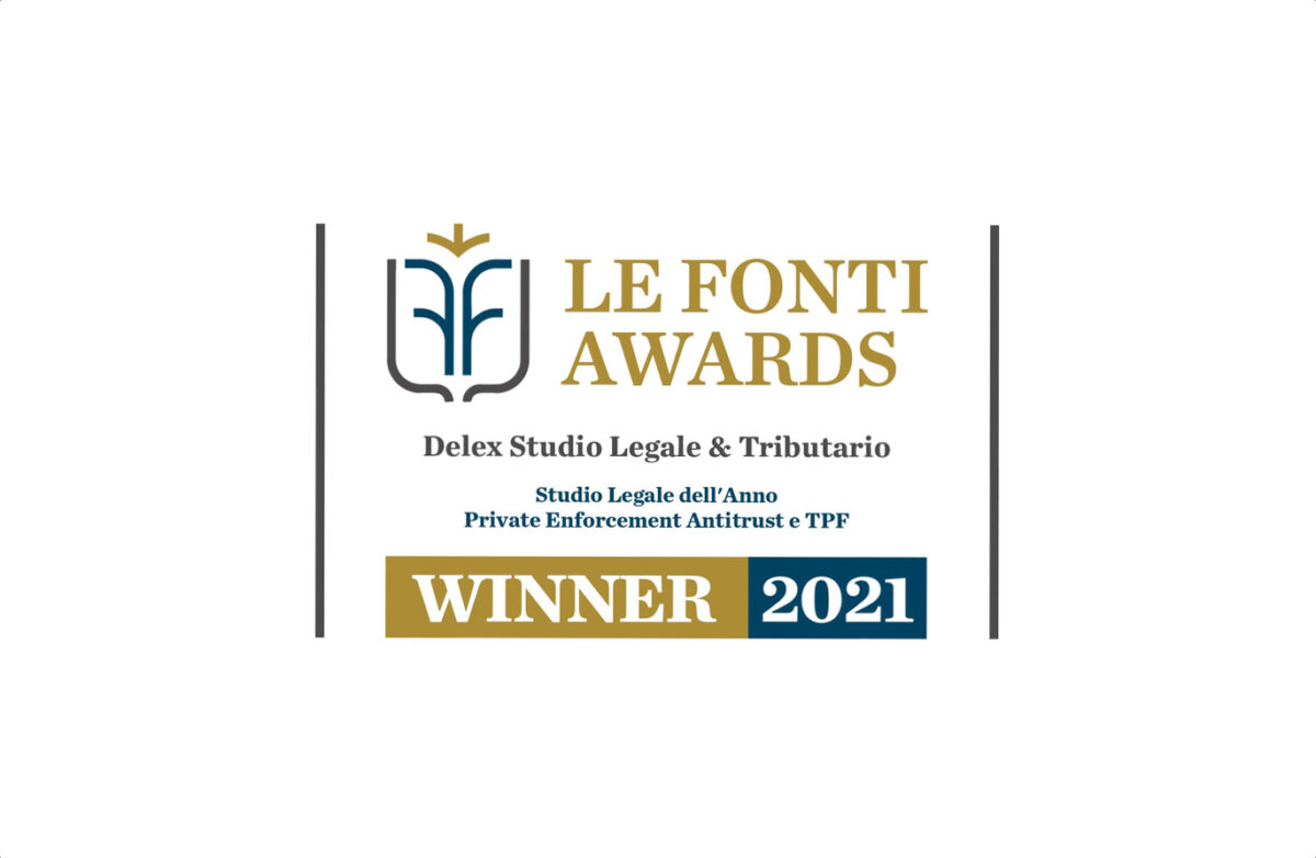 DELEX Studio Legale & Tributario Internazionale premiato come Studio Legale dell’anno nei settori Antitrust Private Enforcement e TPF
